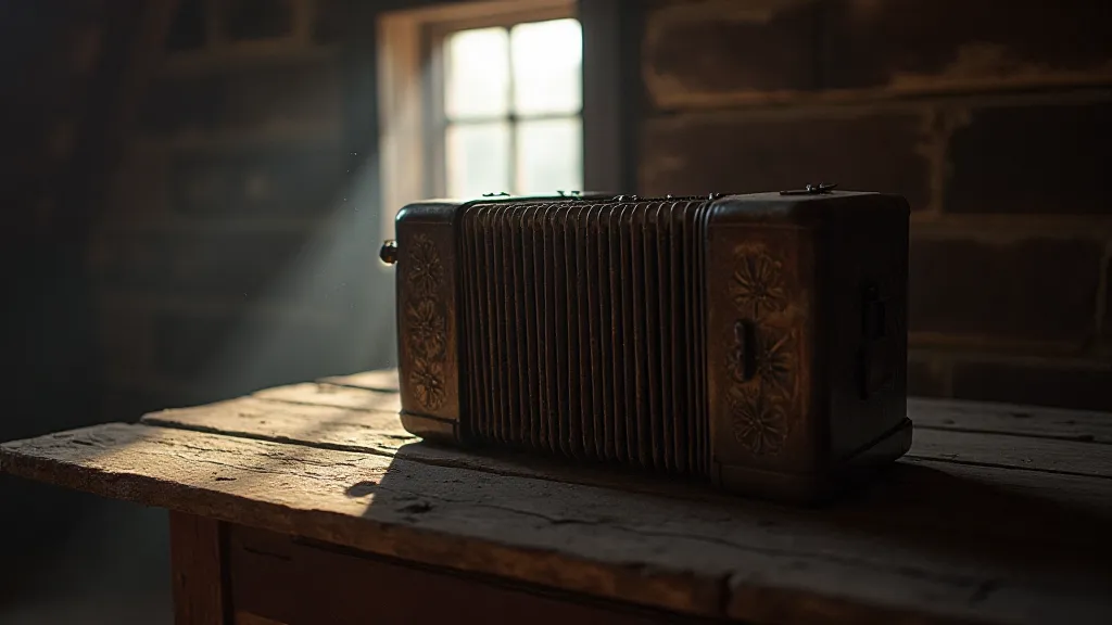 Vintage accordion in a cabin