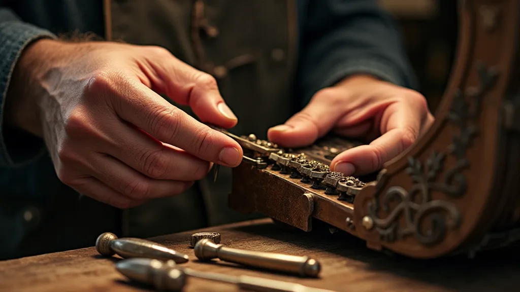 Craftsman repairing an accordion bellows