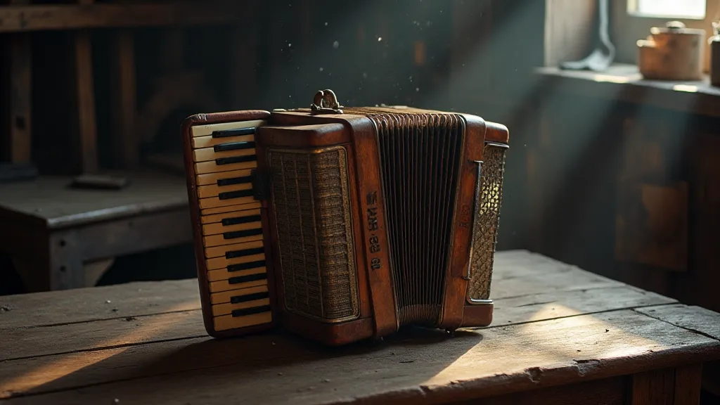 Weathered antique accordion
