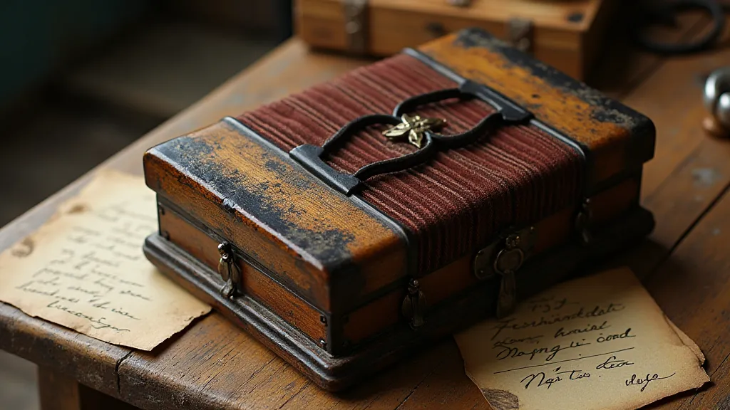 Antique accordion on a wooden table
