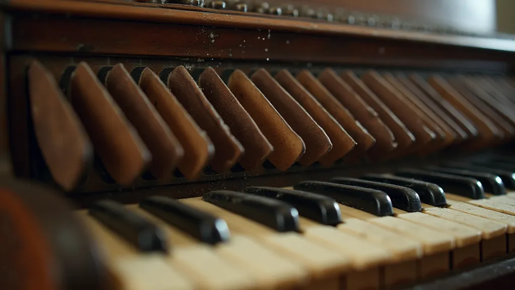 Close-up of an antique accordion