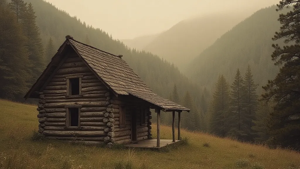Old Appalachian cabin in a valley