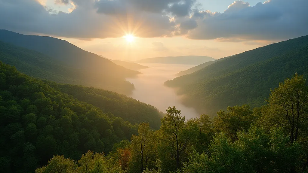 Sunset view of the Appalachian Mountains