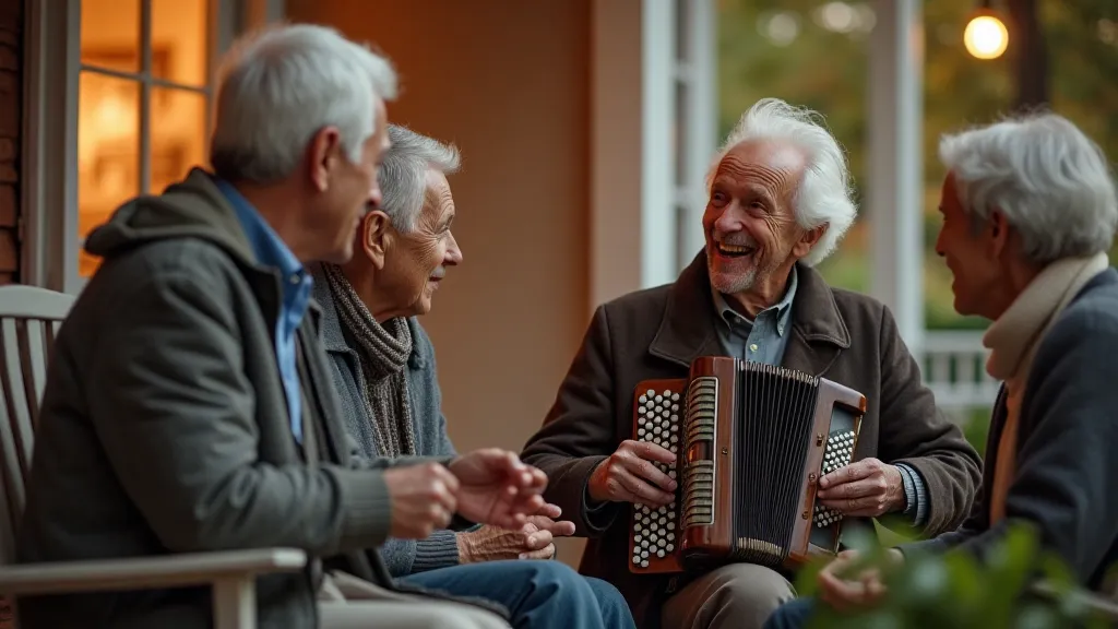 Elderly people gathered on a porch in Appalachia